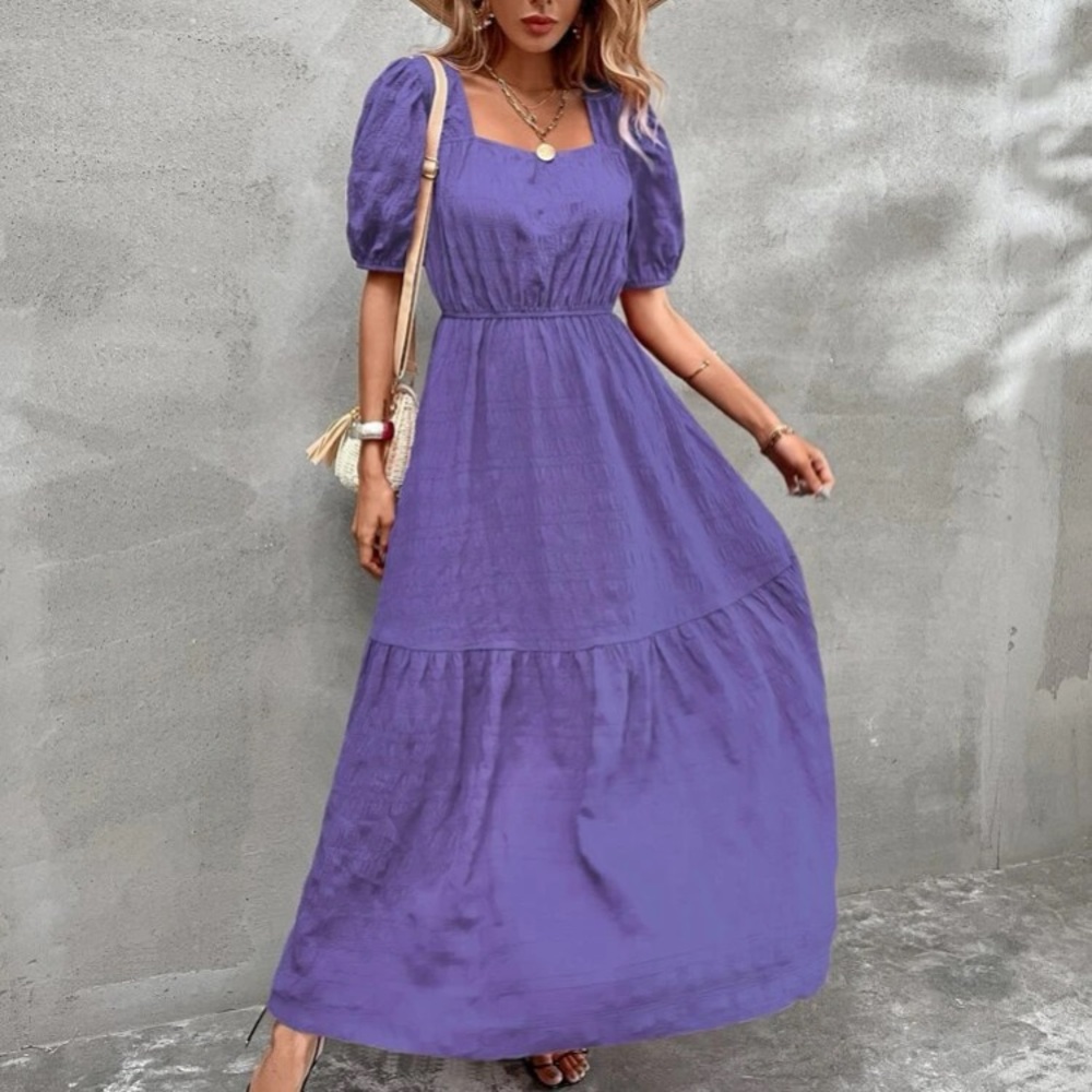 Boho  hot pink square neck A-line maxi dress - Picture 12 of 16